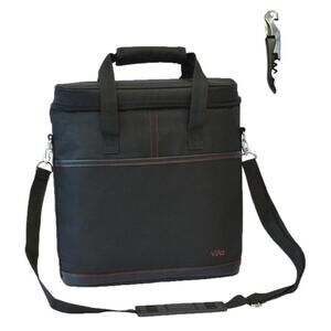 Vina 3 Bottle Wine Carrier Tote Bag Insulated Cooler Carrying Case with Opener